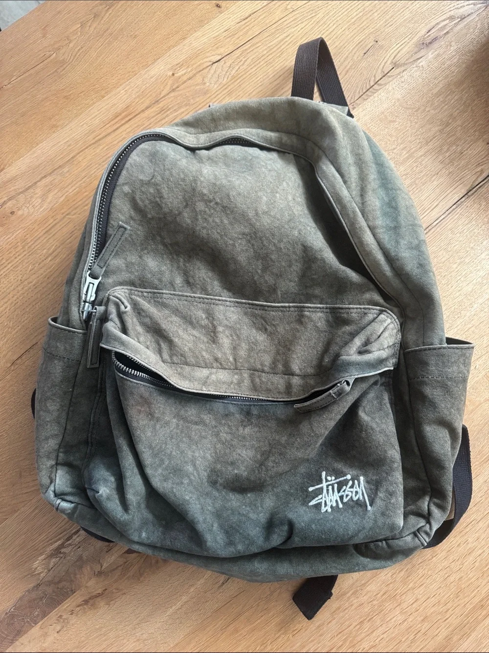 Stussy canvas backpack washed black